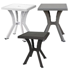 Table Rigoletto en résine de rotin gaufré KROPLAST pour extérieur 60x60xh70cm