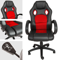 Chaise de bureau Gaming Racer en éco-cuir 4 roues pivotantes et directionnelles