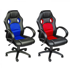 Chaise de bureau Gaming Racer en éco-cuir 4 roues pivotantes et directionnelles