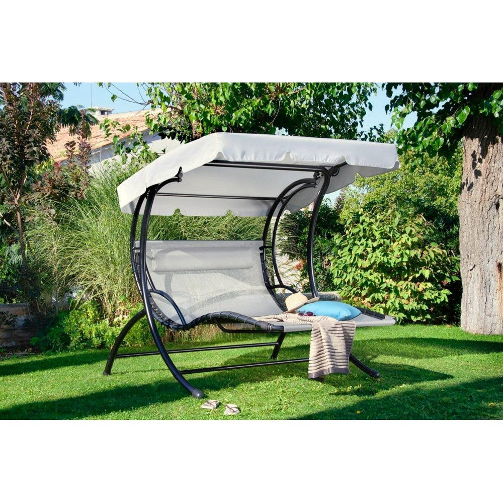 DREAM Fauteuil à bascule extérieur 2 places parasol169x174x177cm max 240kg