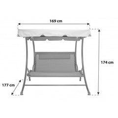 DREAM Fauteuil à bascule extérieur 2 places parasol169x174x177cm max 240kg