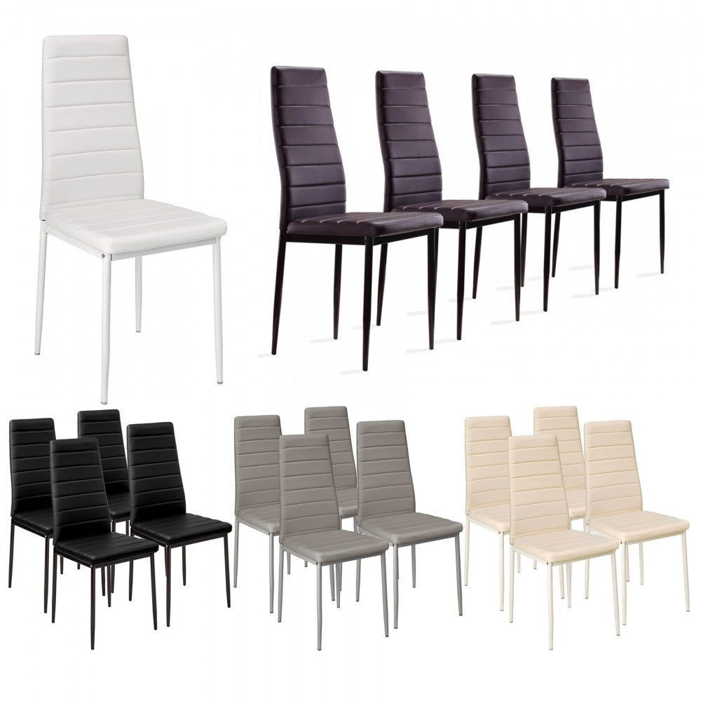 4 chaises design moderne PENNY Assise rembourrée en cuir écologique 41x45x98,5cm