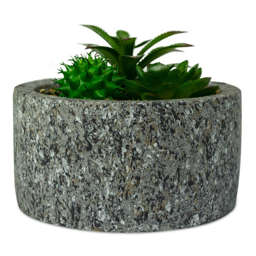 425145 ArtFlowers plante succulente artificielle pot de granit réaliste Ø16 cm