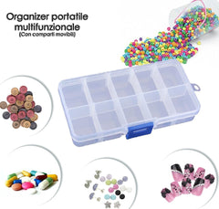 Mini boîte organisateur plastique avec 10 compartiments 13 x 6,5 x2,5cm