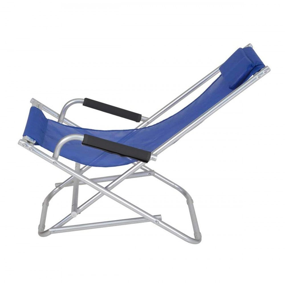 099253 Chaise de plage pliante BLEU avec accoudoirs