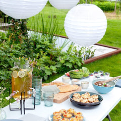 Table pliante portable SILVERA blanche avec poignée 180 x 75 x 74 cm