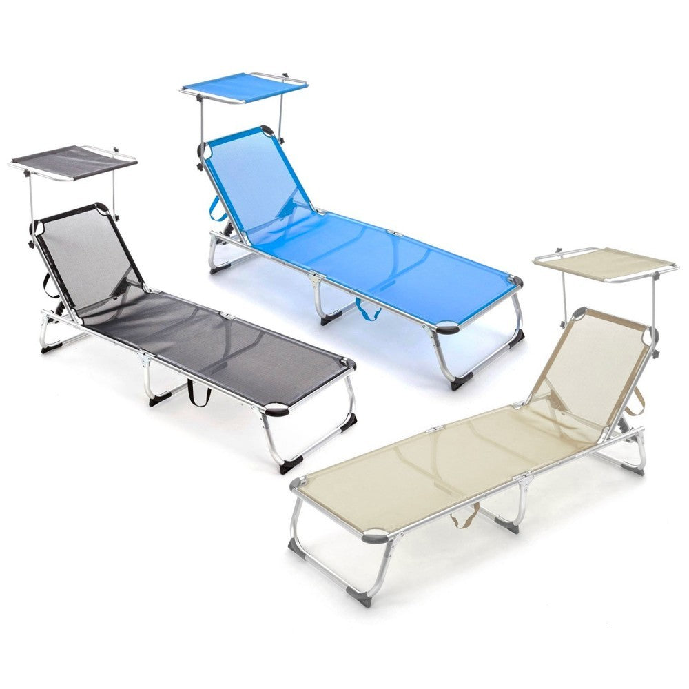 Transat en aluminium Q.BO avec parasol modèle SAPRI en textilène
