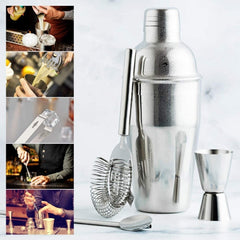Kit 12 + 1 pièces de Barman avec base en bois et guide pour cocktail en acier