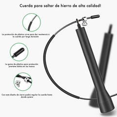 16947 Corde à sauter 3 MT en acier peint et réglable en PVC noir