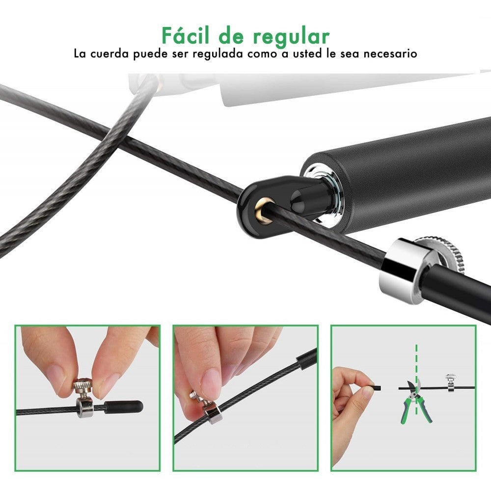 16947 Corde à sauter 3 MT en acier peint et réglable en PVC noir
