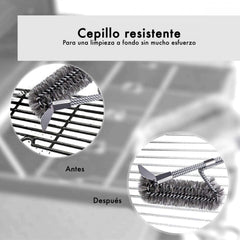 16948 Brosse de nettoyage pour barbecue fibres résistantes en acier inoxydable