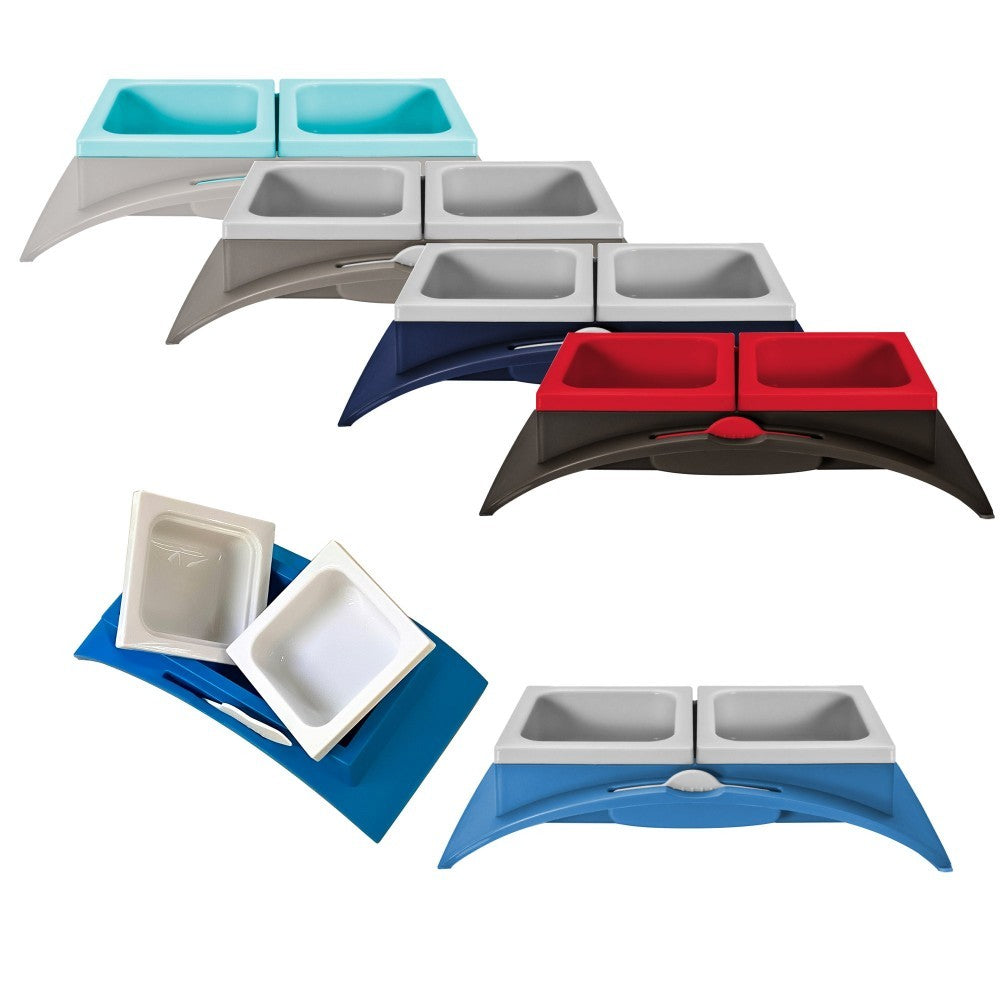 10075 Double bol RIALTO pour chiens et chats avec spatule incluse