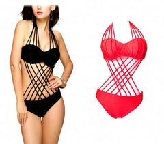 28-2  Maillot de bain rembourré mod. MONKNI, Lanières tressées