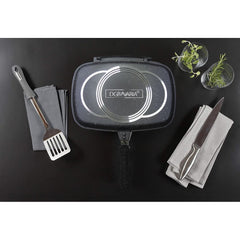 256006 Poêle à induction double gril DGBAVARIA antiadhésive NOIR 36 cm