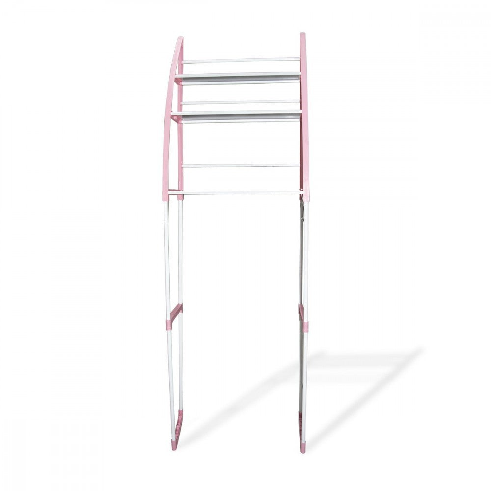 360047 Etagère salle de bain 48x23x153h cm blanc et rose 3 niveaux