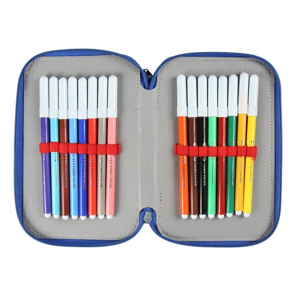 21-2499 Trousse à crayons BLEU Mickey Mouse avec 3 compartiments