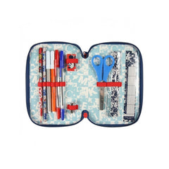 21-2487 Trousse à crayons BLEU Mickey Mouse avec 3 compartiments