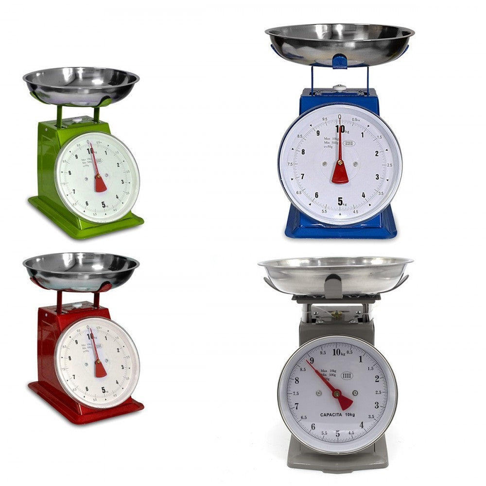 080946 Balance de cuisine analogique jusqu'à 10 kg plateau et corps métallique