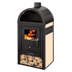 Poêle-cheminée DIPLOMAT LUX avec compartiment porte-bois 10KW 48x45x100hcm 120m3