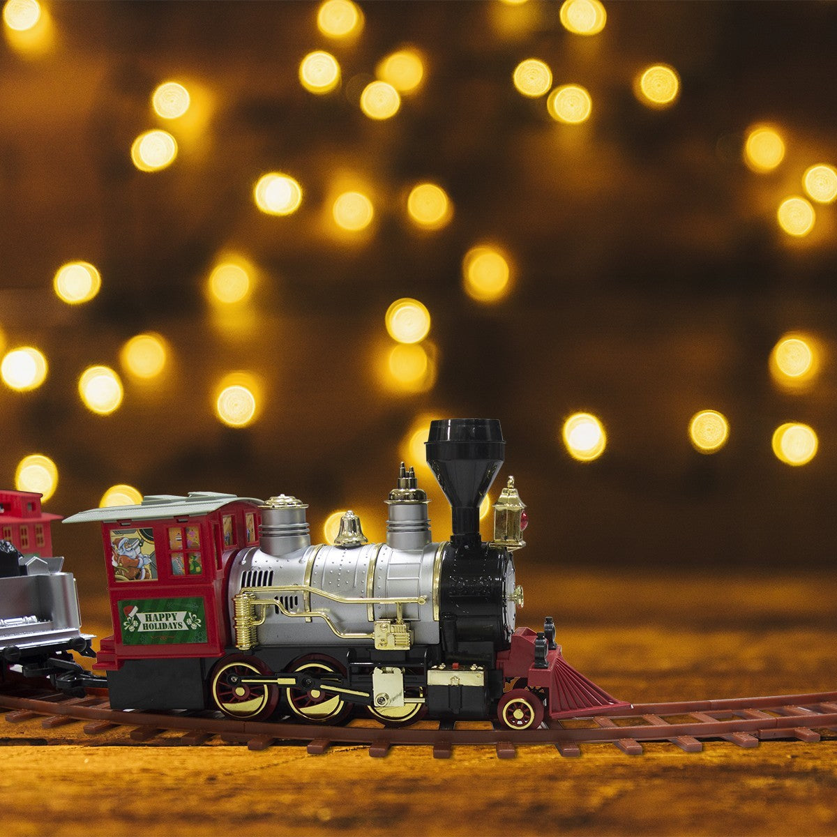 Train arbre de Noël batterie 52pièces 258109 lumières sonores surélevée 130x27cm