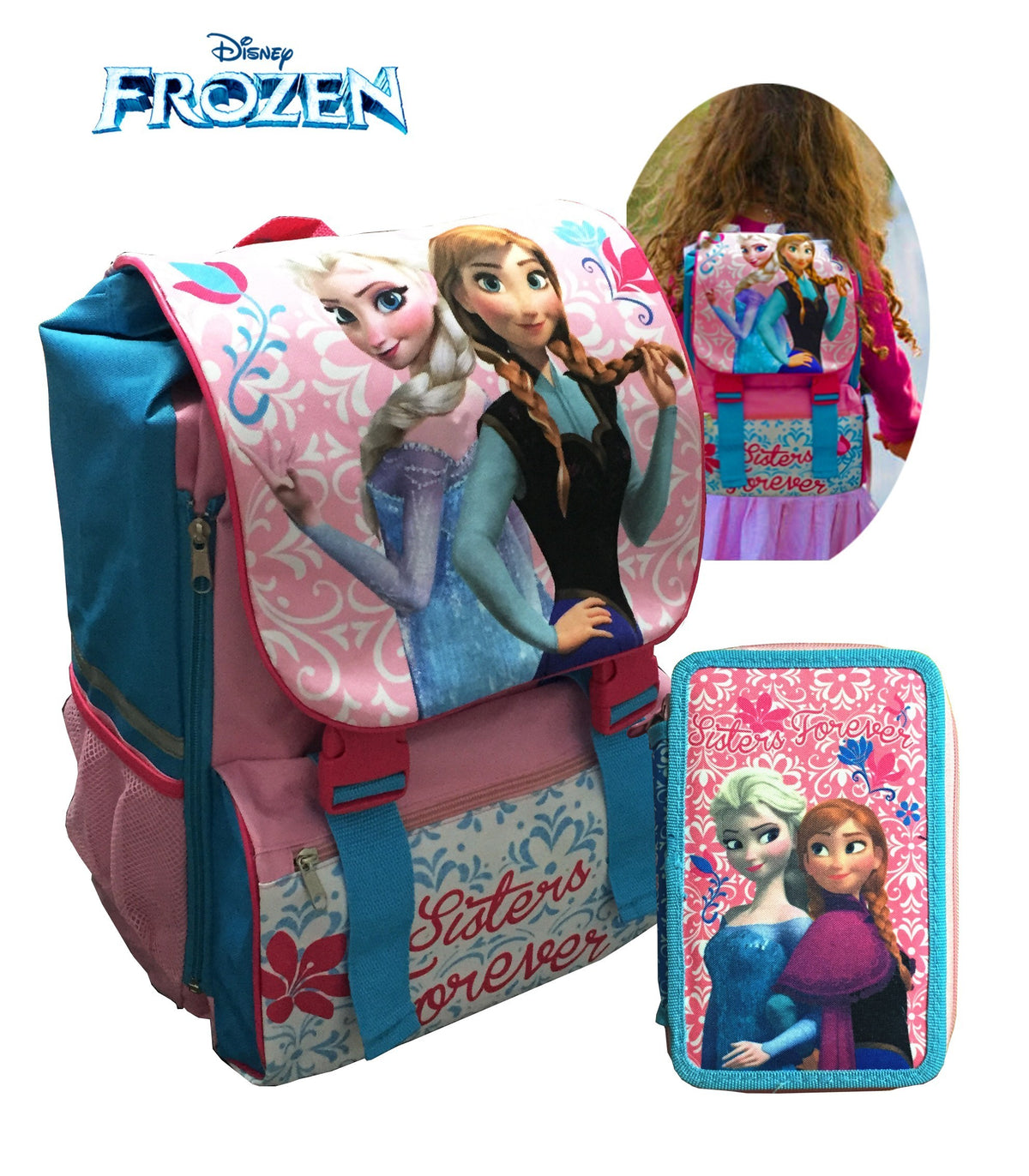 Kit école -sac à dos extensible coordonné avec trousse -3 compartiments WD16170