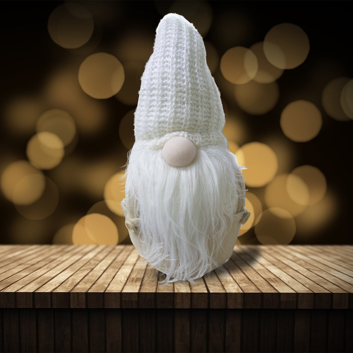 Décoration de Noël gnome blanc 308029 batterie lumière 15x15x45h cm