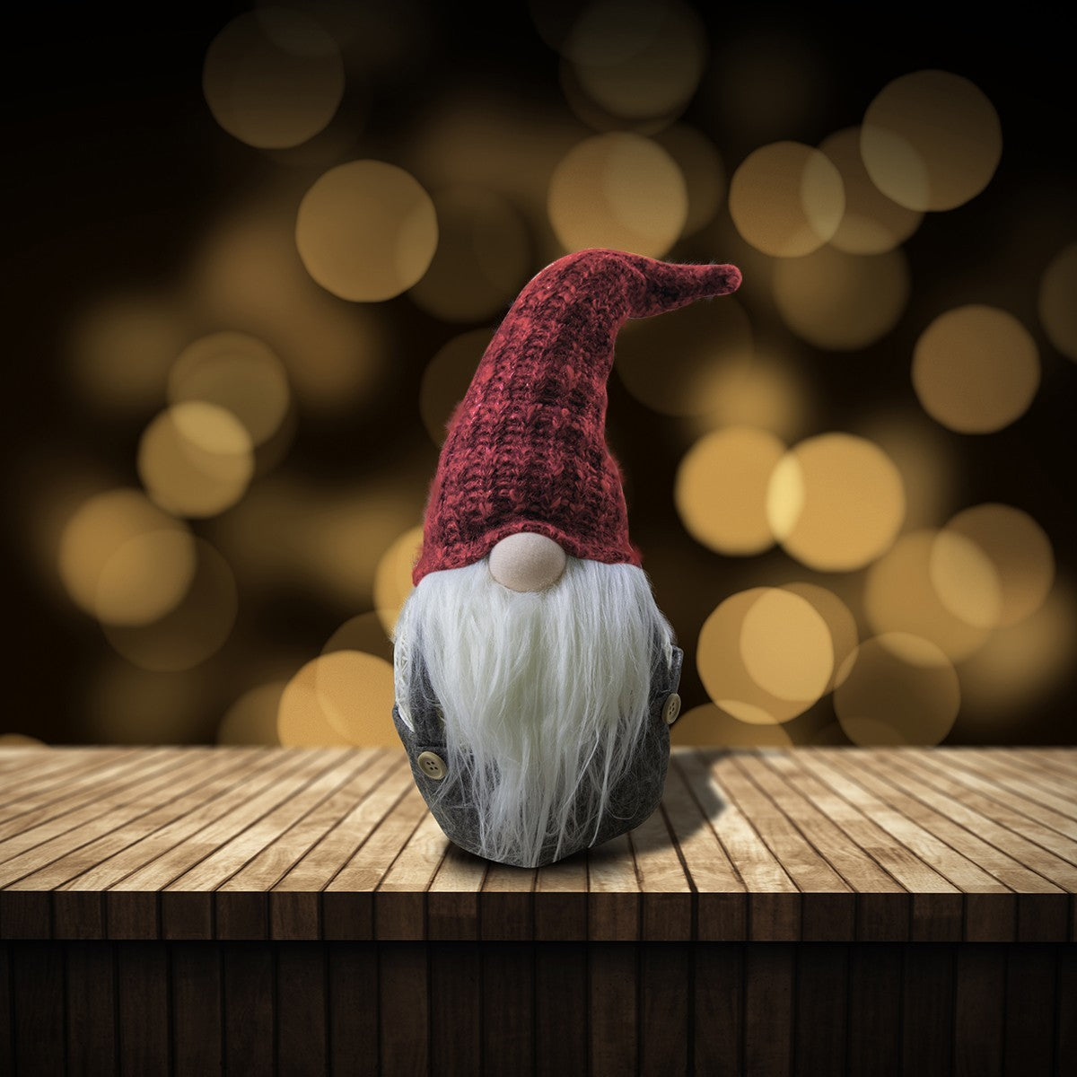 Décoration de Noël gnome gris et rouge 308030 batterie lumière 15x15x45h cm