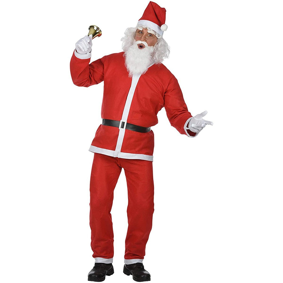 Costume rouge de père noël 206470 taille unique 5 pièces en polyester