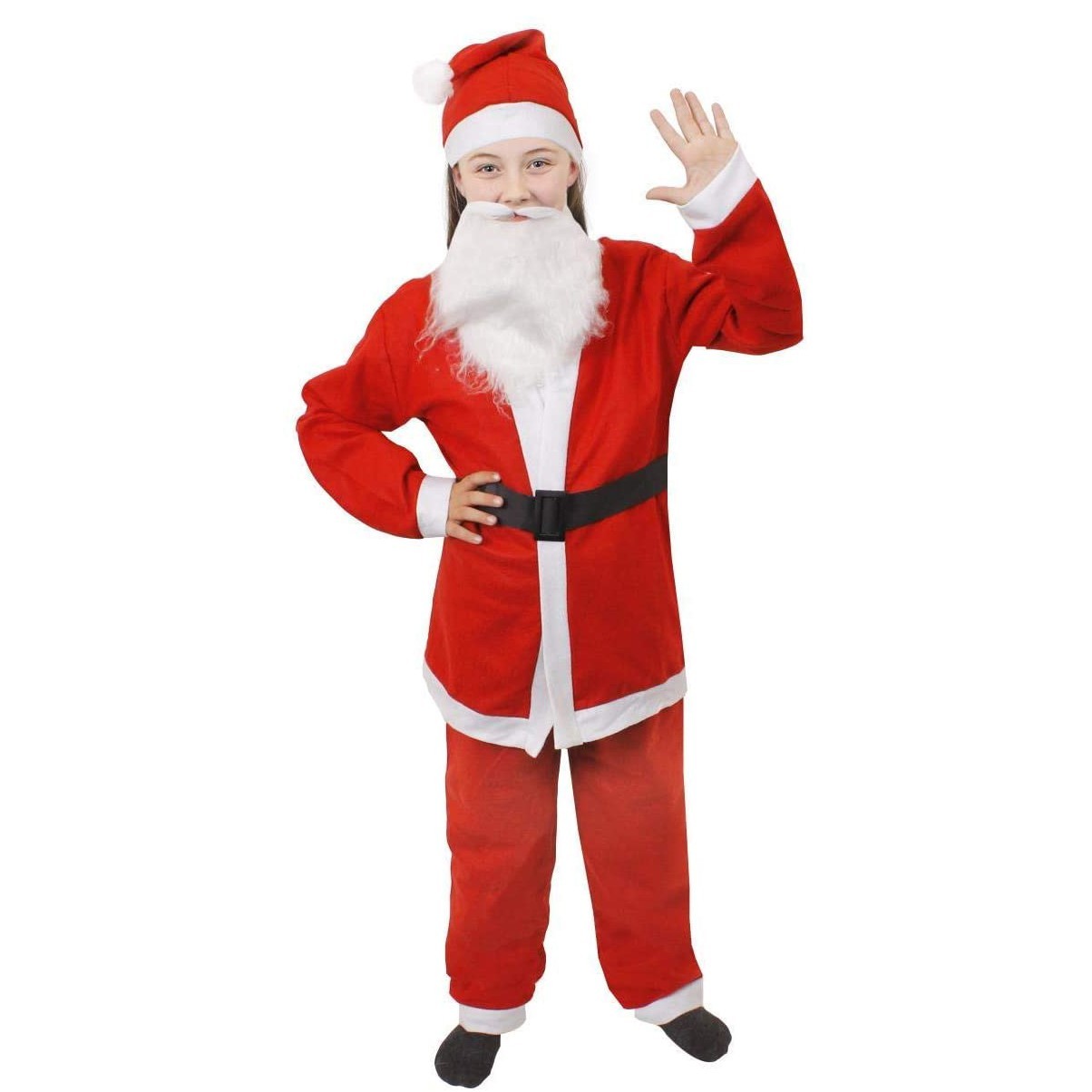 Costume rouge de père noël 206470 taille unique 5 pièces en polyester