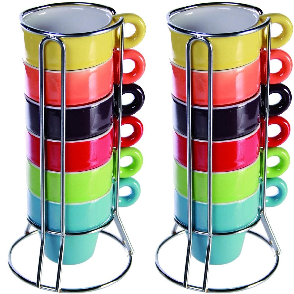 Mini Mug Café 788086 Set de 12 tasses colorées pour le café, avec stand 5x5 cm