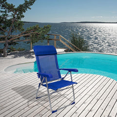 Couple Chaises longues 379530 inclinable 8 positions tube 22mm en aluminium BLEU