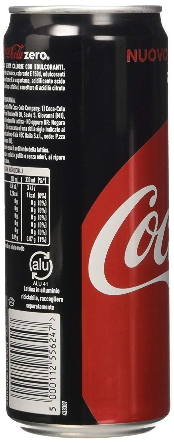 COCA COLA ZERO Pack économique 24 canettes 33 cl. 0 calories