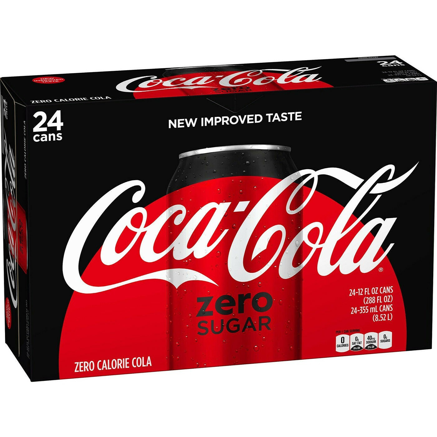 COCA COLA ZERO Pack économique 24 canettes 33 cl. 0 calories