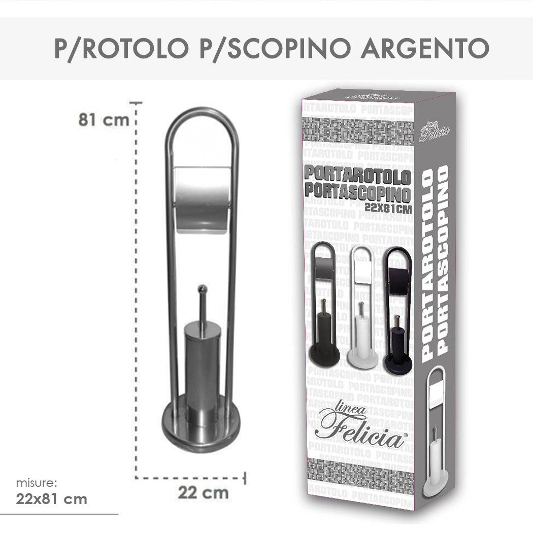 Felicia Porte Rouleau - Porte brosse toilette 136002 de 22 x 81 cm ARGENT