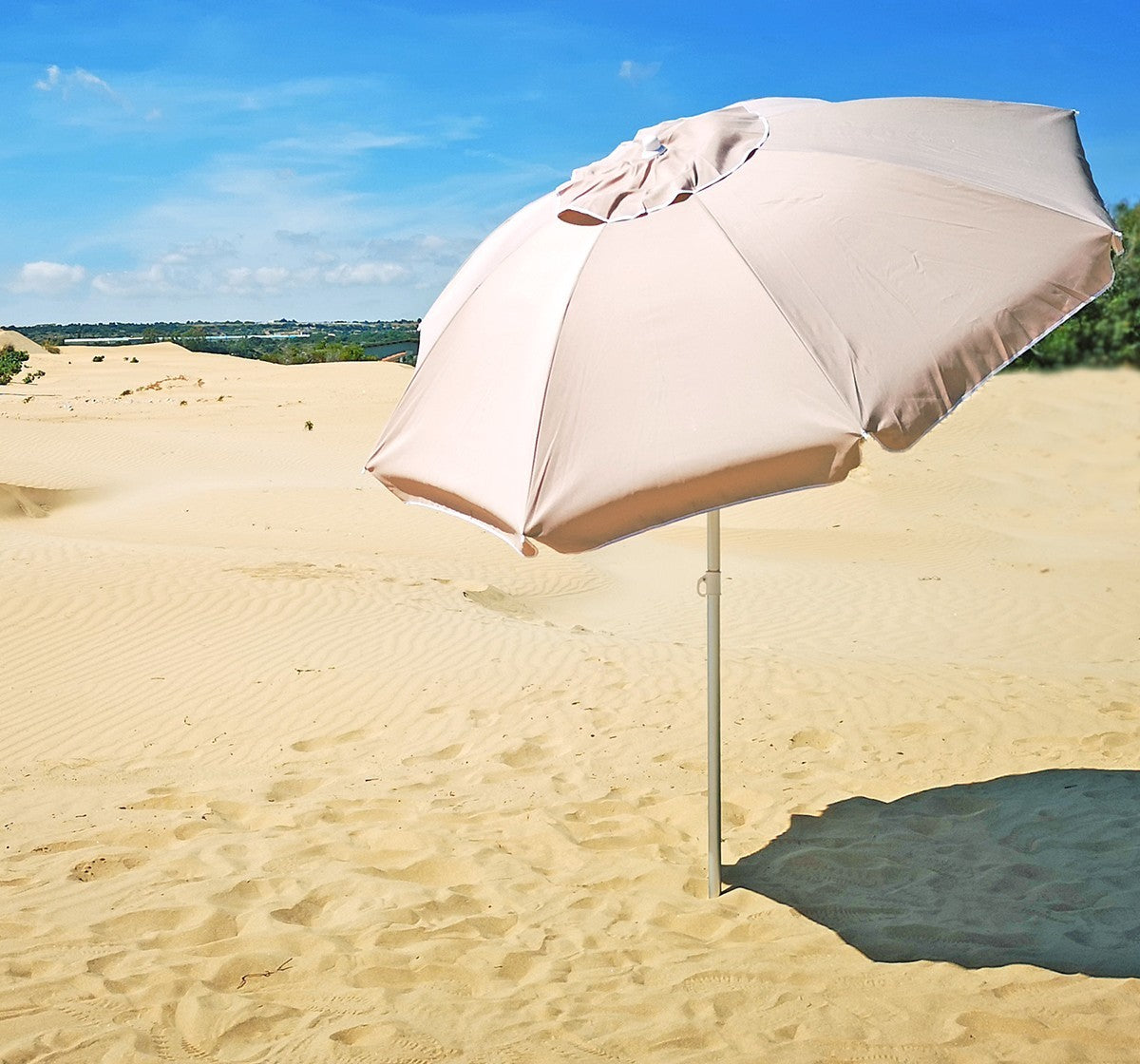 Parasol de plage rond Cayman DIM001 115 x 160 cm avec tige et coupe-vent ECRU