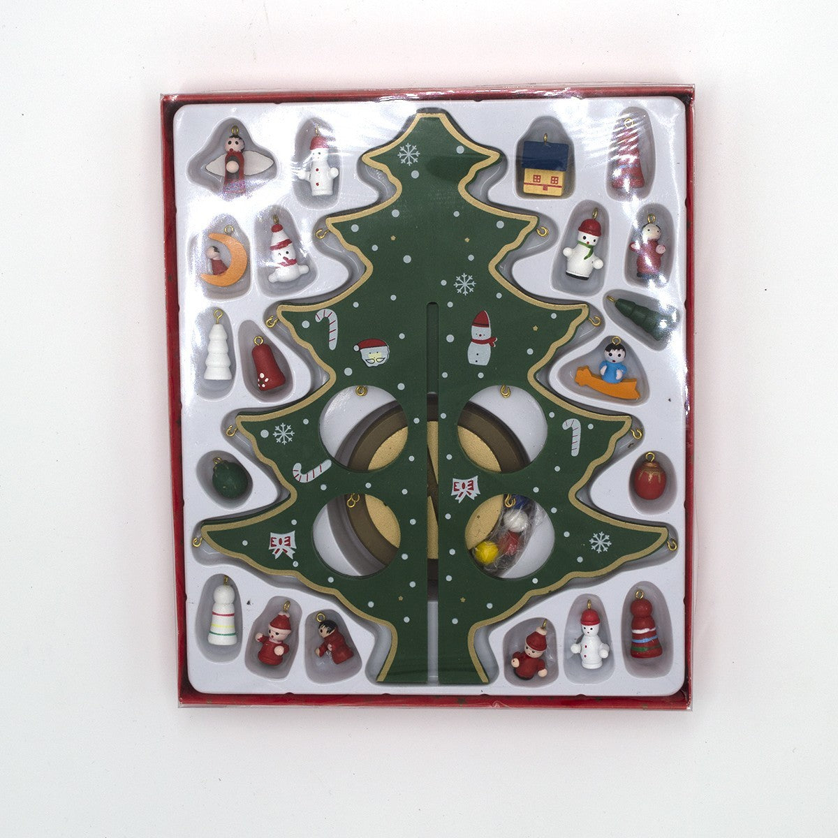 Décoration de Noël 743535 arbre de Noël 29cm avec 20 accessoires de base en bois