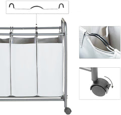 Panier Porte-objets et linge 3 sacs amovibles et roulettes Panier Linge