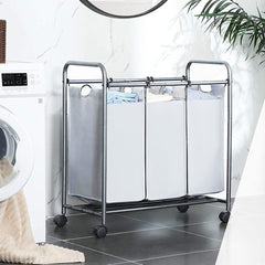 Panier Porte-objets et linge 3 sacs amovibles et roulettes Panier Linge