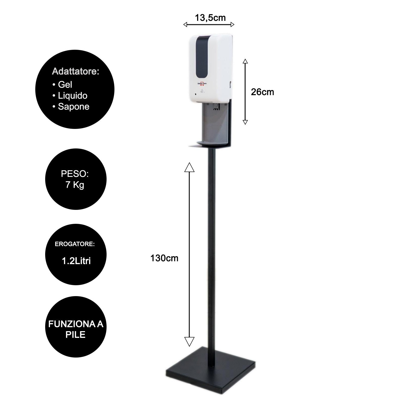 Dr Pem Piantana Distributeur avec distributeur 1.2L à piles 120x13 cm