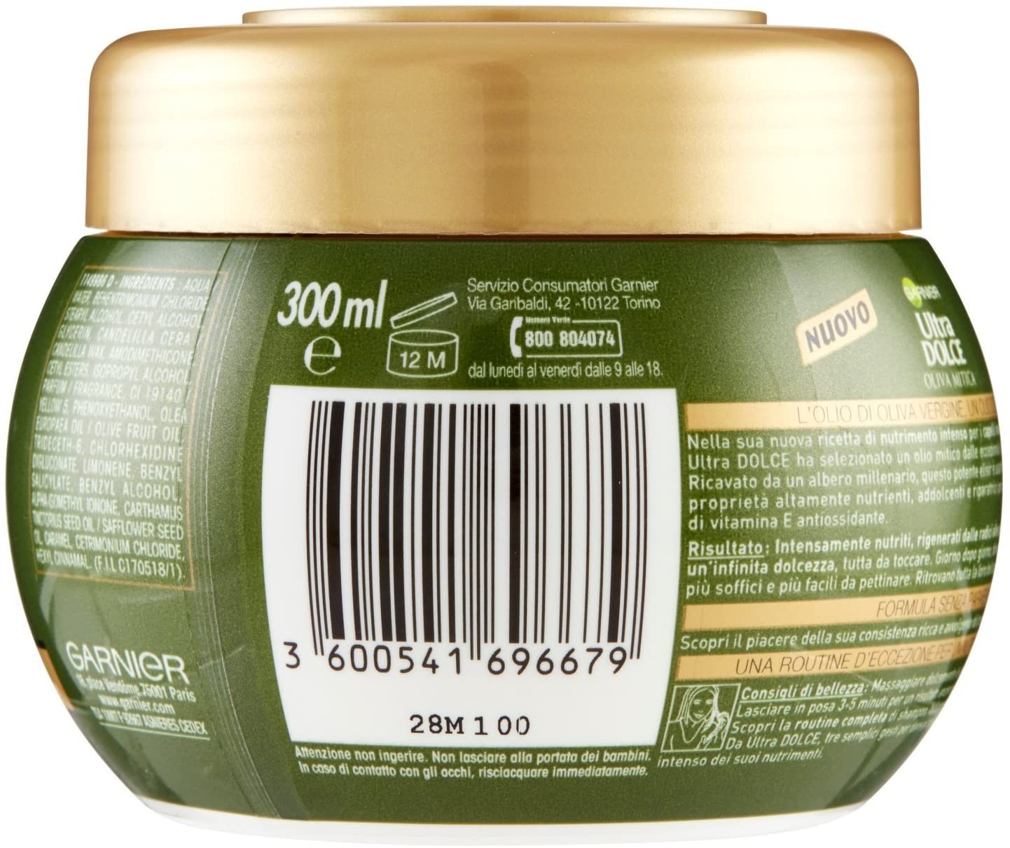 Ultra doux masque Garnier 696679 nourriture intense à l’huile d’olive 300ml