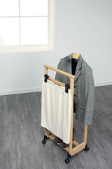 PORTEUR bois hêtre 2 montants 4 roues 43x33x105 h cm homme mort