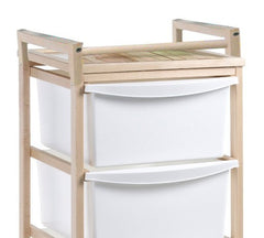 Meuble à tiroirs économiser de l’espace en bois 2 tiroirs 1 plateau 36x34xh50cm
