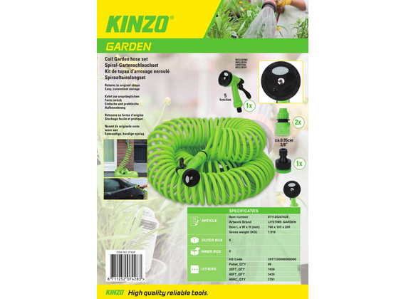 FUBUCA tuyau extensible 074283 jardin 30 Mt 7 fonctions de raccord rapide