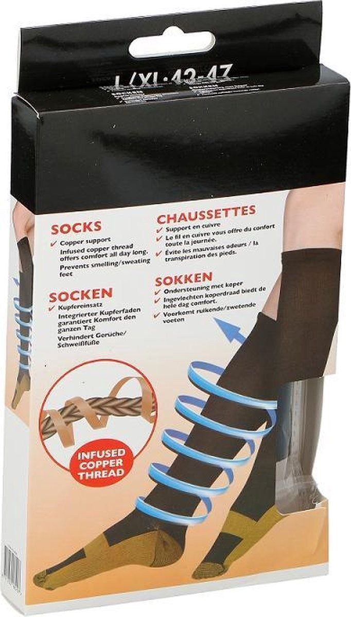 Chaussettes de coton de cuivre défacifiant 160207 effets bénéfiques, détend