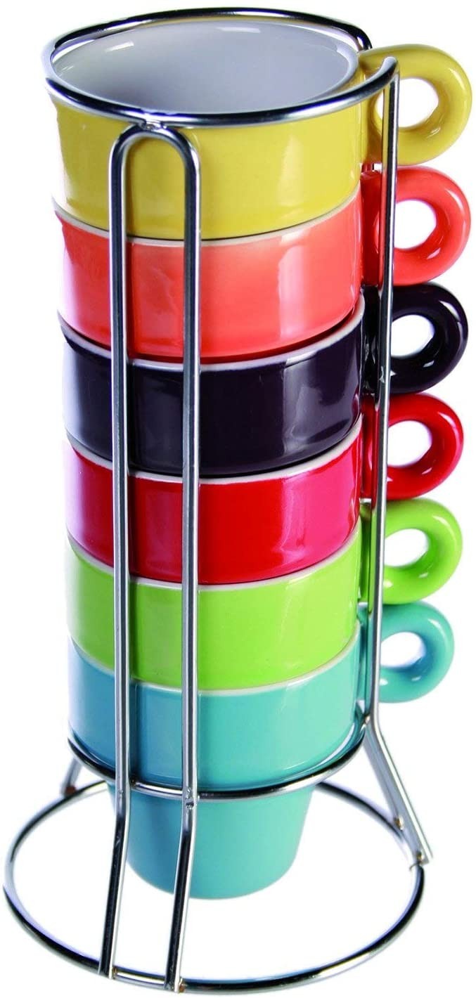 Mini Mug Café 788086 Set de 6 tasses colorées pour le café, avec stand 5x5 cm