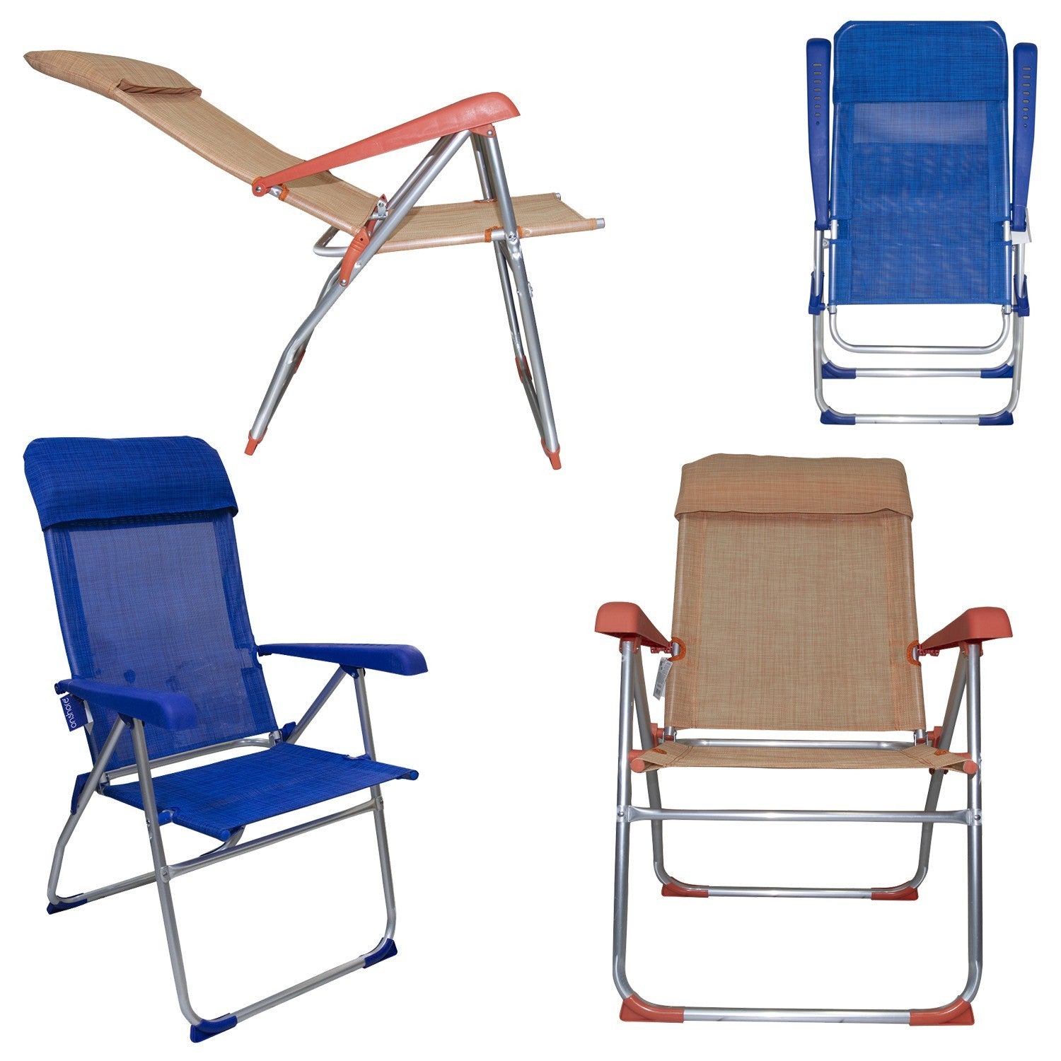 Chaise longue 379530 inclinable 8 positions avec accoudoirs tube 22mm aluminium