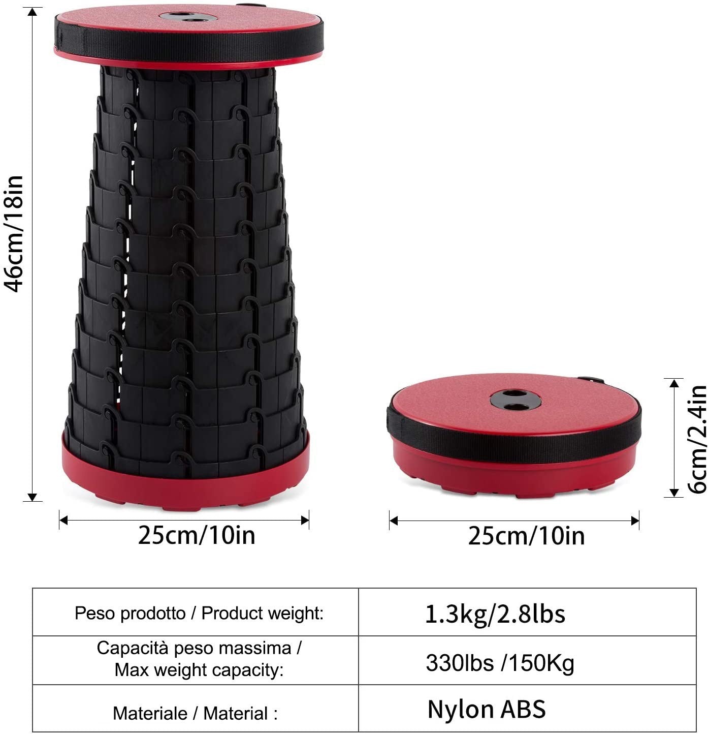 Tabouret rétractable 360085 portable Nylon haute résistance rétractable 47hx25cm