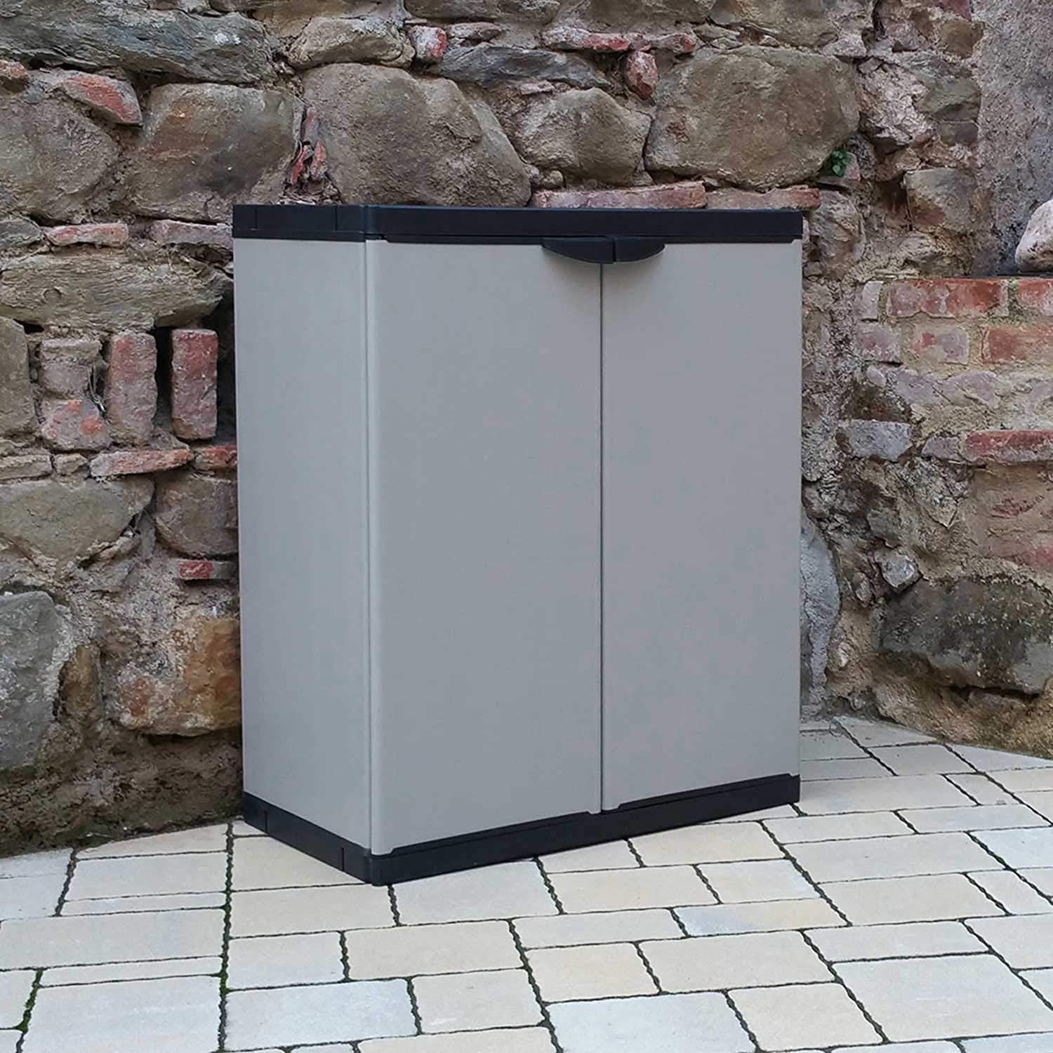 Armoire 2 portes basse 2 étages 68x39,5x85 CM Art 9235 mobile , plastique rigide