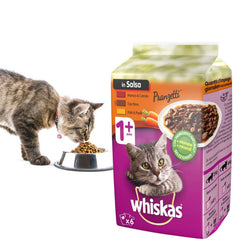 WHISKAS déjeuners pour chats en 6 sachets de 50GR avec la viande et des légumes