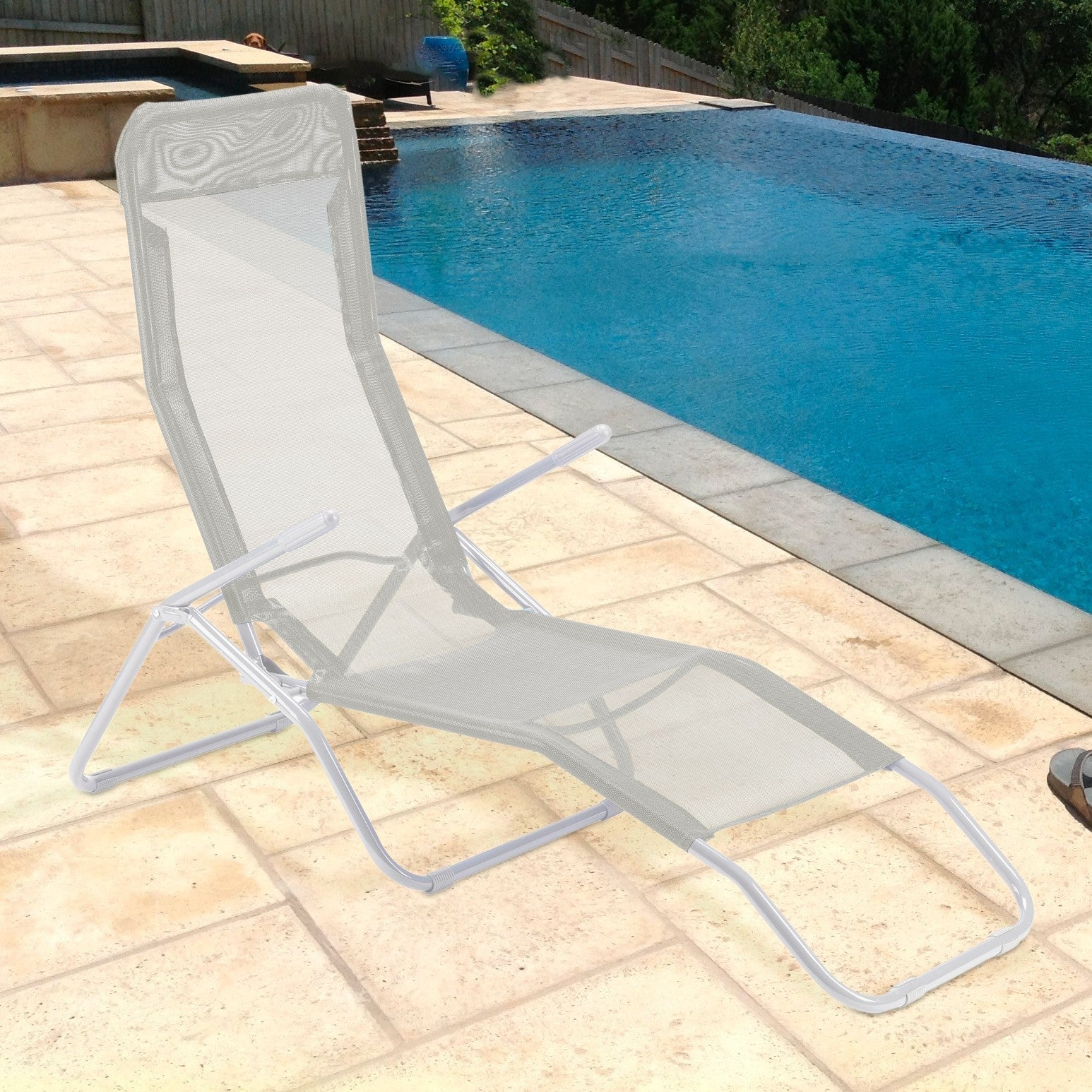 Transat de jardin Comfort en texilene 823907 basculant acier 140x57x96h cm